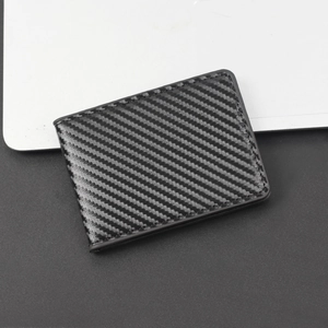 Men Business Carbon Fiber Texture Slim Card Holder Wallet Ultra-light Bi-fold ID Case For Driving License Credit Cards Black