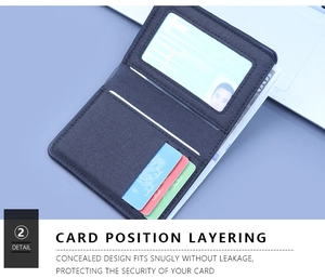 Detailed interior view of slim canvas wallet showing card slots and ID window
