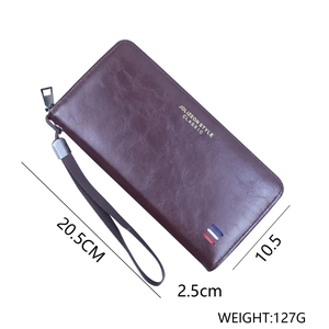 Portefeuille long vintage en cuir ciré marron avec dragonne et fermeture éclair robuste