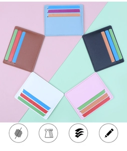 Slim multi-slot card holders in various colors with premium stitched leather texture
