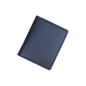 Porte-cartes mince en cuir bleu marine pour femmes avec design minimaliste à rabat