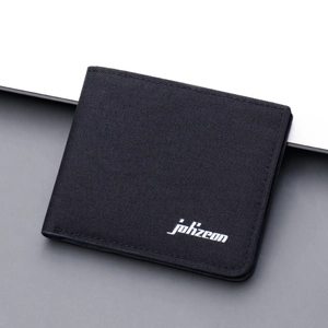 Minimalist Canvas Men Wallet Ultra Thin Bi Fold Short Wallet With Multi Card Slots And Photo Window Durable Fabric Purse