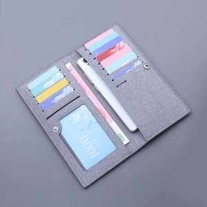 Long canvas wallet for men featuring multi-card slots and a large phone compartment