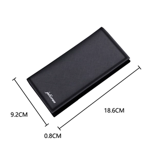 Portafoglio lungo da uomo nero sottile con trama Saffiano e design minimalista