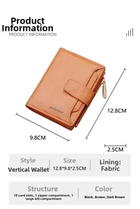 Vertikale Ledergeldbörse mit Maßen von 12,8 cm x 9,8 cm und vielen Kartenfächern
