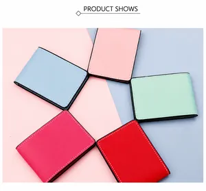 Macro detail of slim leather card holders with contrast stitching in vibrant colors