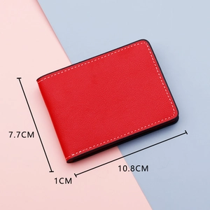 Étui permis de conduire en cuir rouge 10,8x7,7cm avec surpiqûres blanches