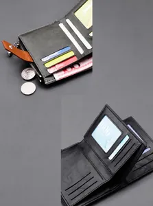 Detail showing multi-card slots and zippered coin pocket of the canvas bifold wallet