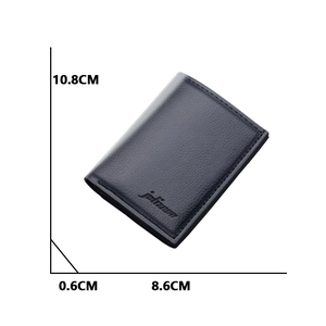 Slim minimalist vertical leather wallet for men in black finish with lychee grain texture