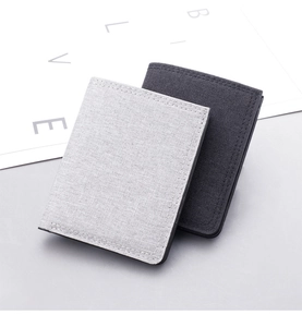 Slim canvas wallets for men in light and dark grey colors with textured minimalist finish