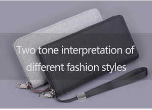 Detail view of canvas clutches with durable metal zippers and wristlet straps
