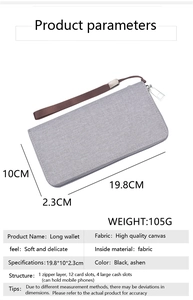 Detailed view of canvas wallet dimensions and multi-card slot interior structure