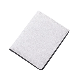 Slim vertical gray canvas bifold wallet for men with sleek black border detailing