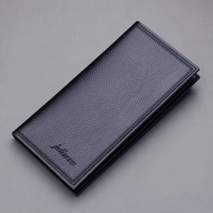 Portafoglio Lungo da Uomo Ultra Sottile in Pelle PU Motivo Litchi Slot Per Più Carte Portafoglio Bifold Business Casual