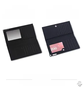 Detailed internal layout of the canvas long wallet with 11 card slots and photo window