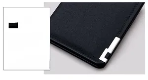 Detail of slim canvas wallet featuring reinforced silver metal corner and neat stitching
