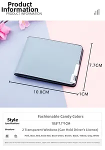 Detailed dimension guide showing 10.8x7.7cm size for faux leather driving license cover