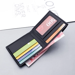 Portefeuille bicolore noir fin en similicuir texturé avec emplacements pour cartes