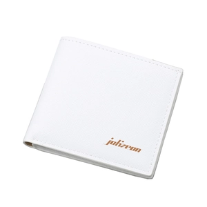 Portefeuille bicolore blanc ultra-mince pour hommes en cuir Saffiano texturé