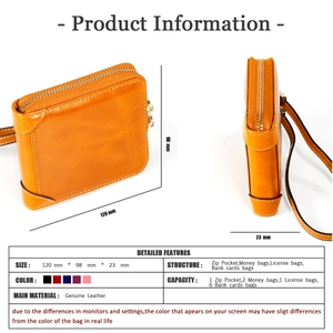 Spécifications de taille détaillée du portefeuille en cuir orange avec protection RFID