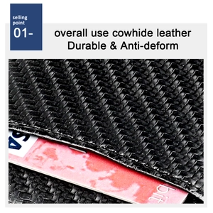 Detail of genuine cowhide leather wallet with durable anti-deform card slot structure