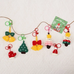Handmade Crochet Woolen Yarn Keychain Pendant Cartoon Christmas Tree Hat Gloves Cute Bag Ornament Holiday Gift Accessory