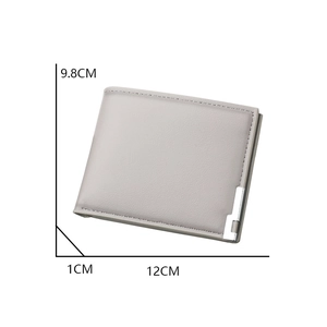 Schlankes graues Herren-Portemonnaie im minimalistischen Stil, 12cm x 9,8cm x 1cm