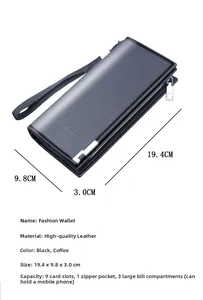 Detail of leather wallet interior with 9 card slots and large phone compartment