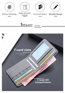 Détail du portefeuille en toile pour homme avec 7 fentes cartes et 2 compartiments