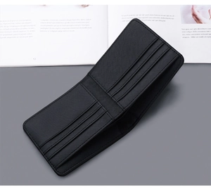 Slim bifold wallet interior showing 6 card slots and Saffiano leather texture