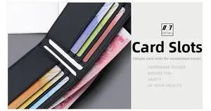 Internal card slots of a slim black leather wallet showing a multi-functional layout