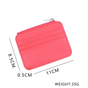 Slim red leather zipper card holder with dimensions 11cm x 8.5cm and multiple card slots