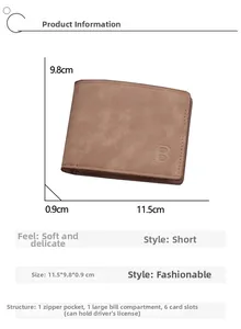 Portafoglio da uomo in pelle opaca marrone con logo B, slot per carte e tasca portamonete