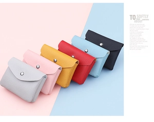 Litchi pattern faux leather coin purses in various colors with metal snap closure