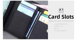 Detailed interior of black canvas trifold wallet showing multiple card slots and storage