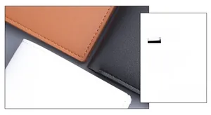Detailed view of precision stitching on premium lychee pattern leather men's wallets
