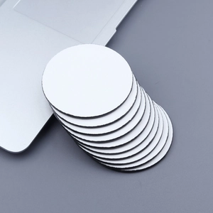 Stack of white non-slip coasters with heat insulation and black anti-skid base layer