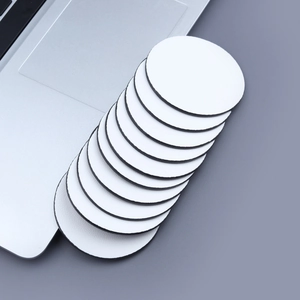 Sublimation blank cup coasters set with white surface and non-slip rubber base