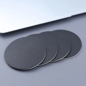 Set of 4 white leather car coasters with anti-slip round design for cup holders