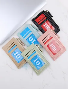 Cinq porte-cartes à motif crocodile avec poche zippée et fenêtre transparente pour ID
