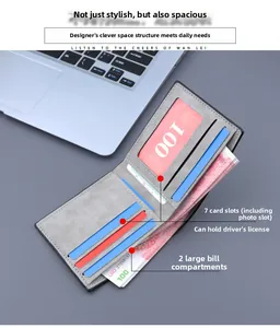 Innendetail der grauen Brieftasche mit 7 Kartenfächern und 2 großen Geldscheinfächern