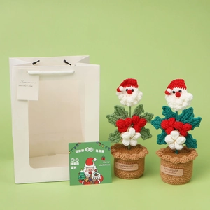 Set fiori all'uncinetto Babbo Natale fatto a mano con sacchetto regalo festivo