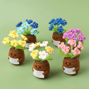 Handmade crochet lily of the valley potted plants with emotional support cards in six colors