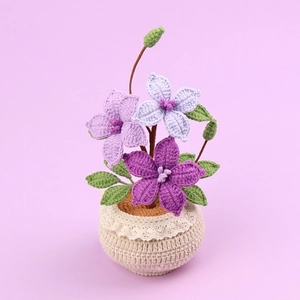 Plante de clématite en crochet faite main avec dentelle pour décor intérieur