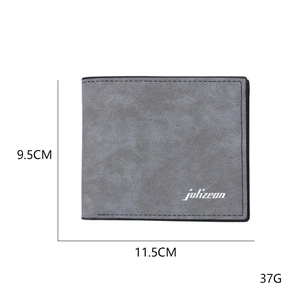 Portefeuille bicolore gris pour homme, texture mate, dimensions 11,5 cm par 9,5 cm