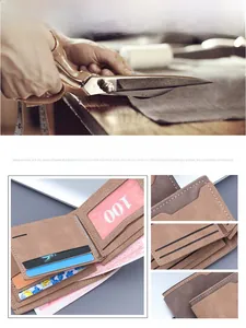 Detailed view of brown matte leather bifold wallet with card slots and bill compartment