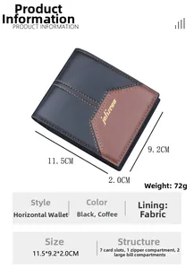 Detailed specs of men's bifold wallet with 7 card slots and a zipper compartment