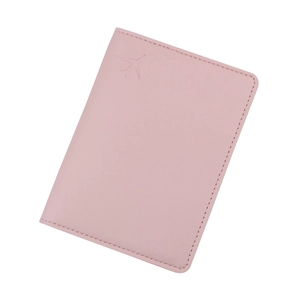 Pink PU leather travel passport holder with minimalist airplane embossed design