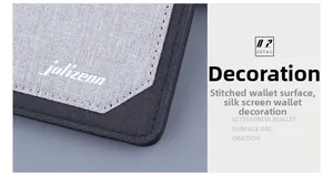 Detail view of the canvas wallet showing precision stitching and jolizeon silk screen logo