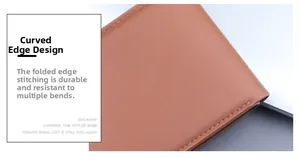 Macro detail of brown leather wallet showing durable stitched edges and fold design